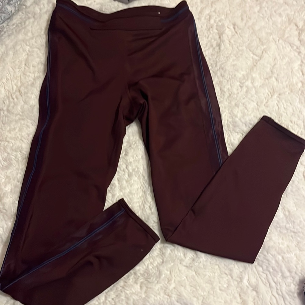 Never worn Burgundy Joy Lab leggings, small, with purple stripes down sides.